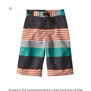 Patagonia Worn Wear Boys Wavefarer Shorts Fitz Stripe: True Teal Size 12